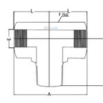 Technical dimensional schematic drawing of Mi-Lok male branch tee pipe fitting