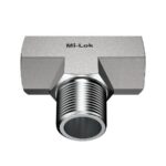 Front view looking into the male branch port of Mi-Lok male branch tee pipe fitting