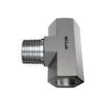 Mi-Lok male branch tee pipe fitting showing male center connection and two female end ports