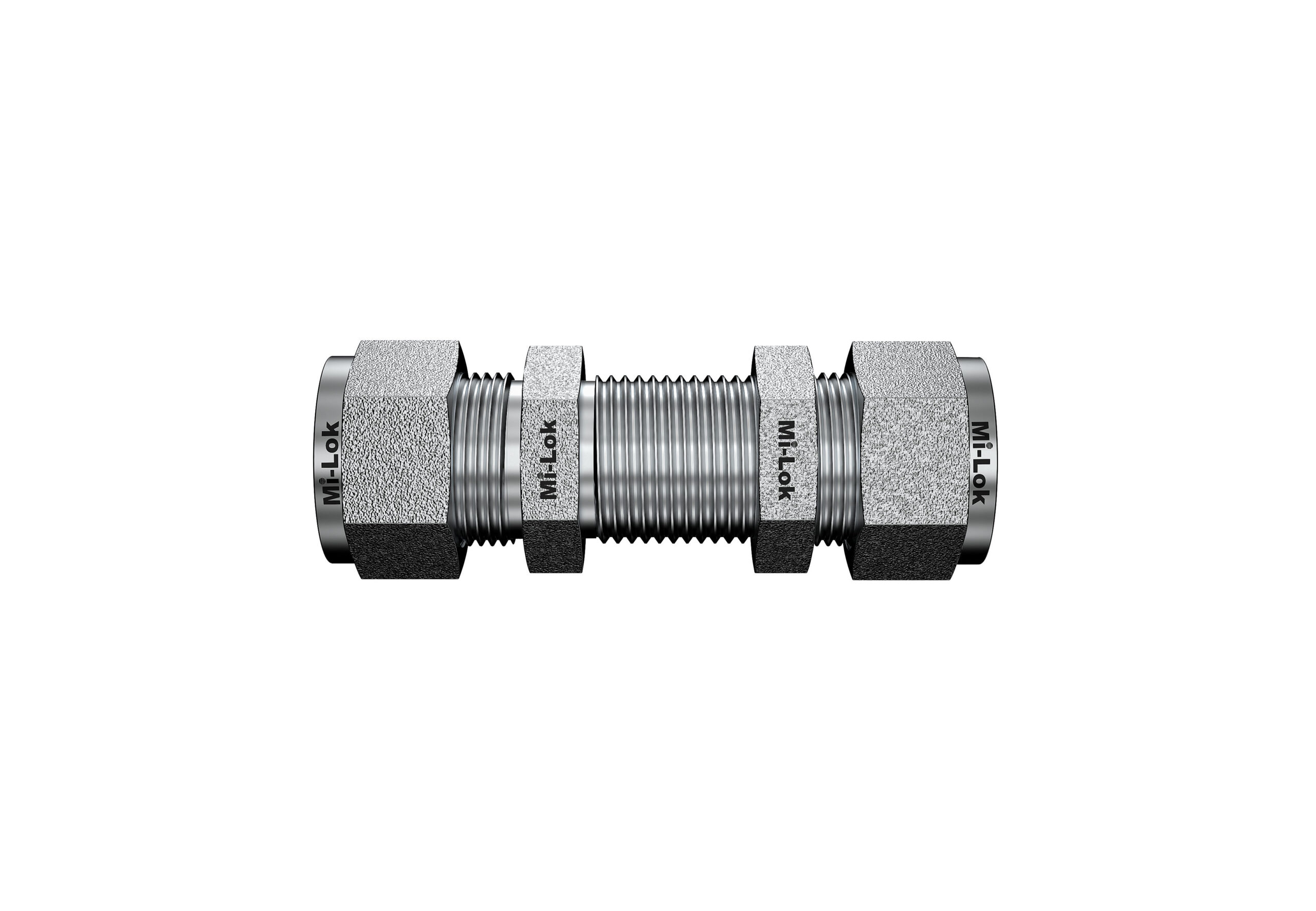 Mi-Lok stainless steel bulkhead union compression tube fitting horizontal view