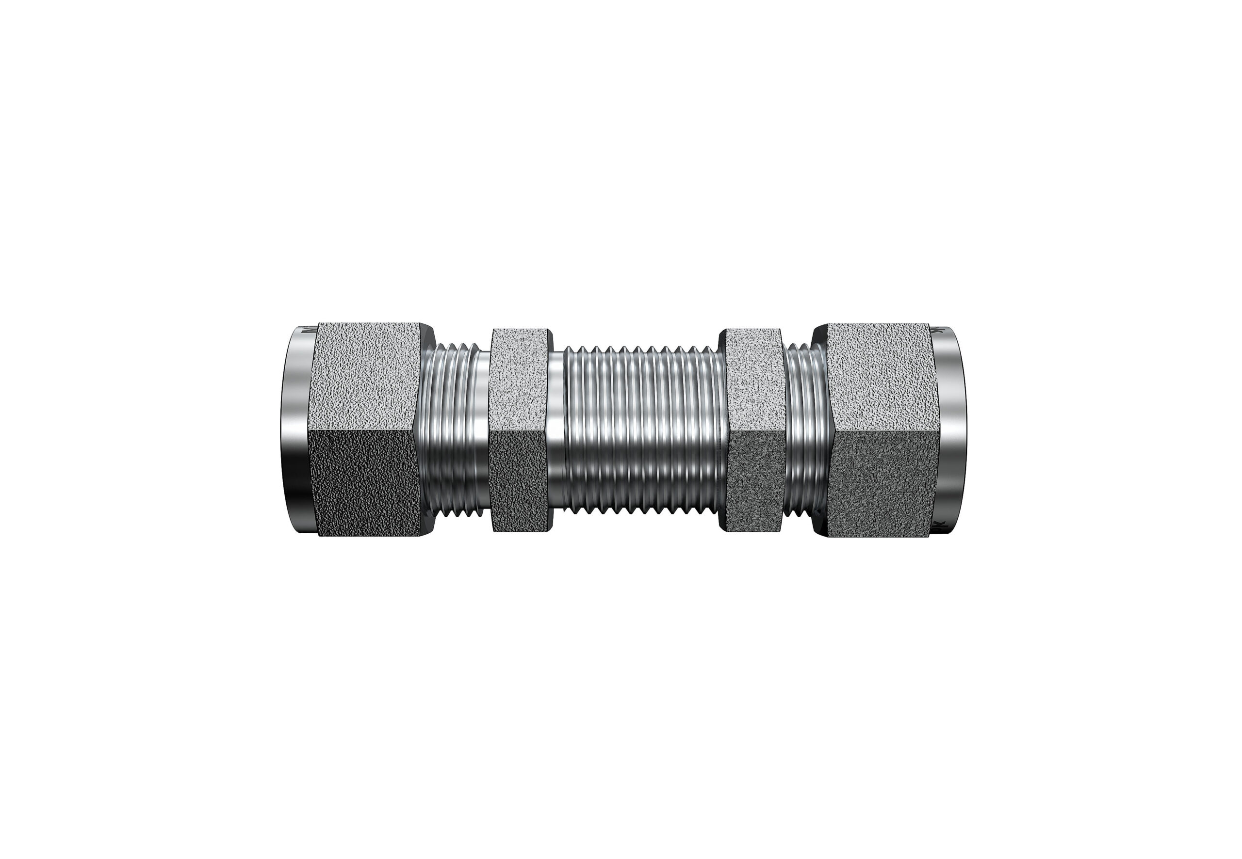 Mi-Lok bulkhead union fitting side view showing panel mounting threads