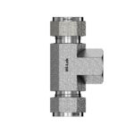 Front elevation view of Mi-Lok stainless steel female branch tee fitting