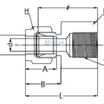 Technical engineering dimensional schematic diagram of Mi-Lok female connector tube fitting showing dimensions D d A B L l H h and thread