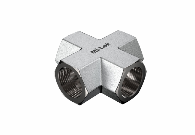 Mi-Lok stainless steel female cross fitting