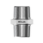 Front vertical view of Mi-Lok stainless steel hex nipple pipe connector