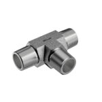 Angled 3D view of Mi-Lok stainless steel male tee pipe fitting