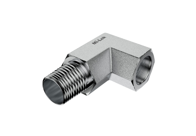 Mi-Lok 90-degree male female elbow.