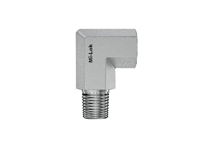 Mi-Lok 90-degree male female elbow.