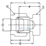 Technical engineering dimensional schematic of Mi-Lok tube cap showing tube OD D, length L, body hex h, and nut hex H