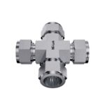 Mi-Lok union cross tube fitting showing bottom compression port detail