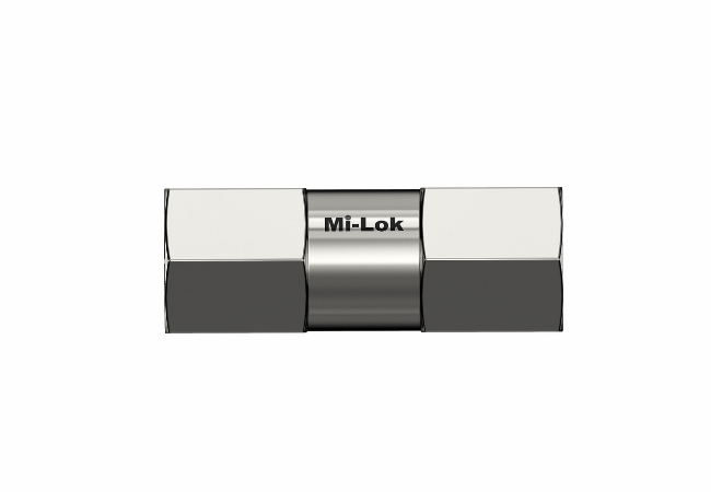 Mi-Lok stainless steel inline non return check valve side view