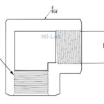 Technical engineering dimensional schematic drawing of Mi-Lok female 90 degree elbow pipe fitting