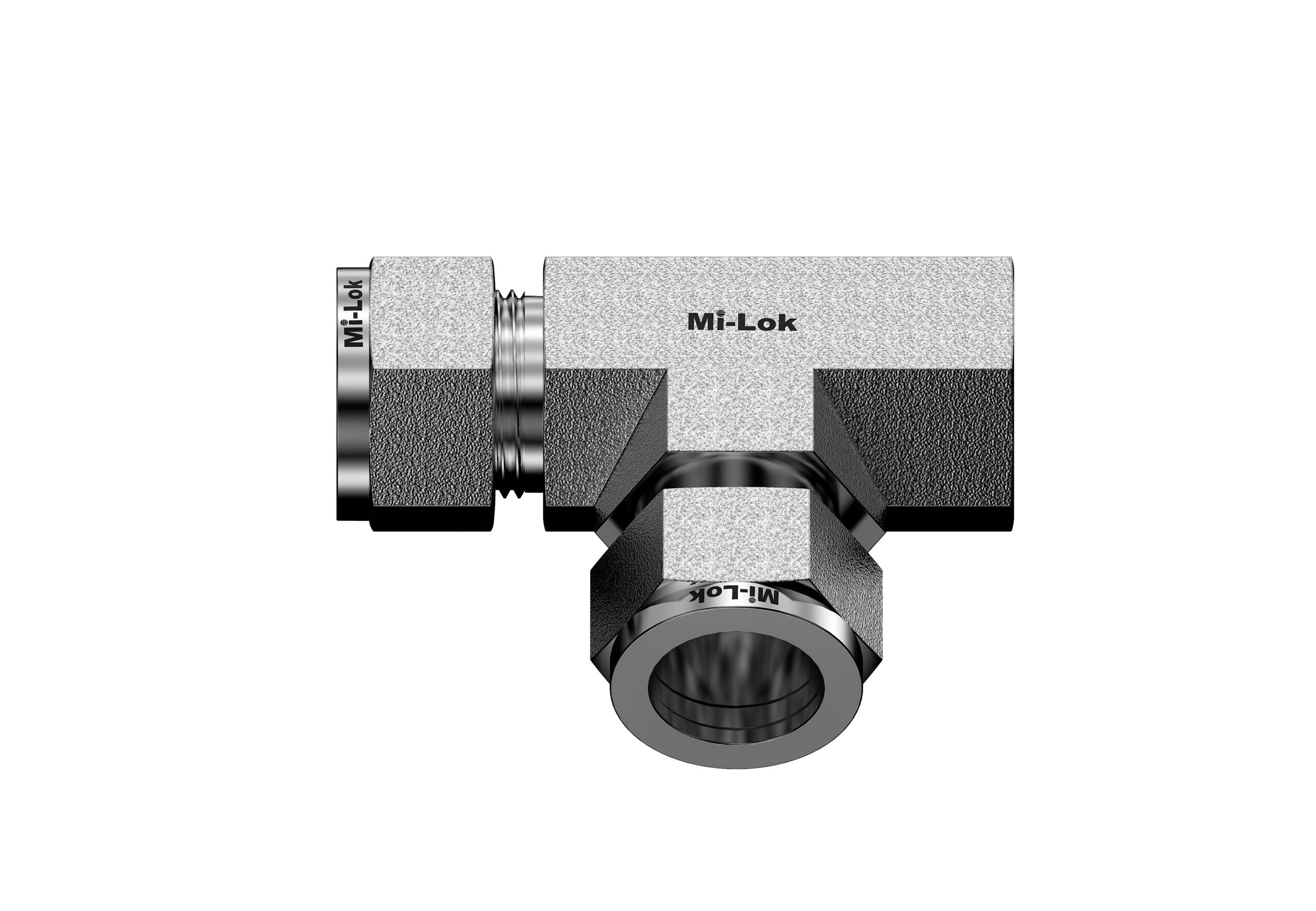 Mi-Lok female run tee horizontal layout view