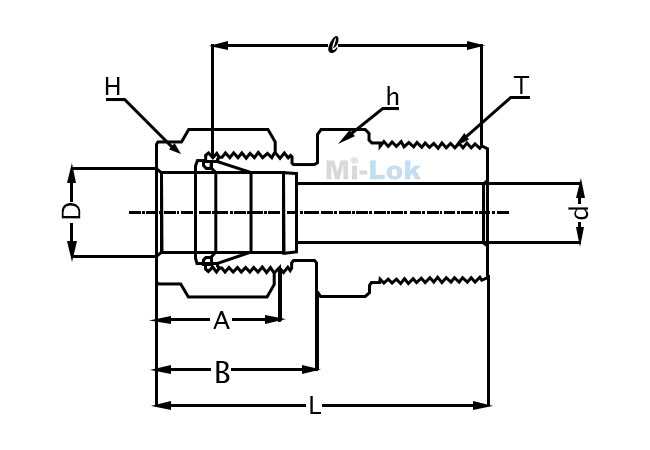 Mi-Lok male connector technical drawing