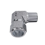 Front view of Mi-Lok 90-degree male elbow looking into the double-ferrule tube port