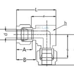 3D isometric perspective of Mi-Lok 90 degree union elbow tube fitting