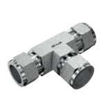 3D isometric view of Mi-Lok stainless steel equal union tee compression fitting