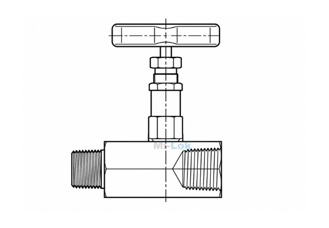 Mi-Lok high pressure needle valve technical engineering line drawing
